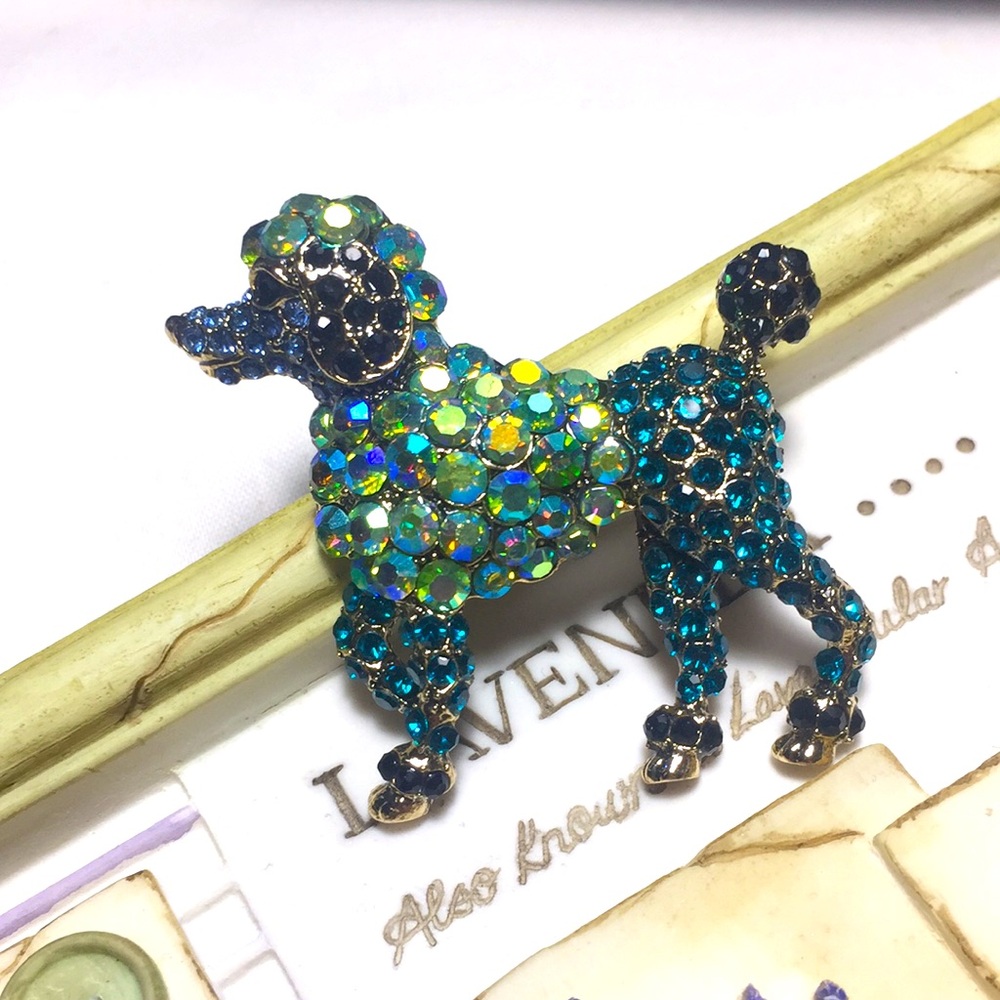 🍏50% OFF/3+...Rhinestone Poodle Dog Brooch/Pendant